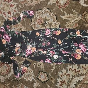 RACHEL Rachel Roy Black Dress with Pink and Orange Floral Design
